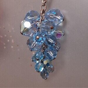 Vintage Aqua Crystals Necklace ChaCha Pendant Stations